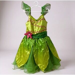 Disney Tinker Bell Costume Dress Green Flower Girl Halloween Size M 8–10